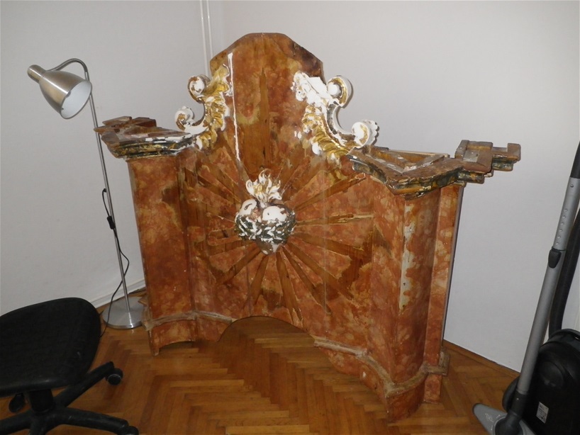 5. Oltar iz kapele sv. Ladislava   zaštitni radovi na atici oltara   krediranje