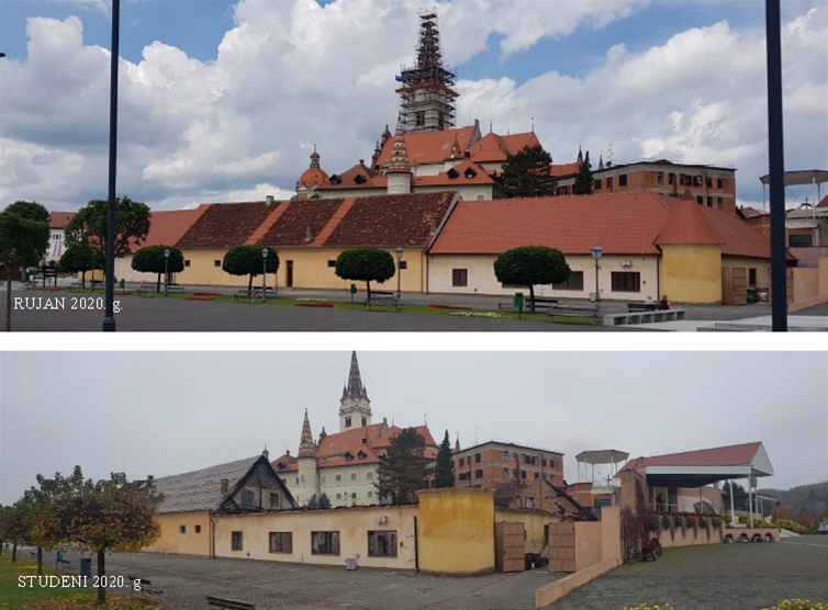 Svetište prije i poslije požara.